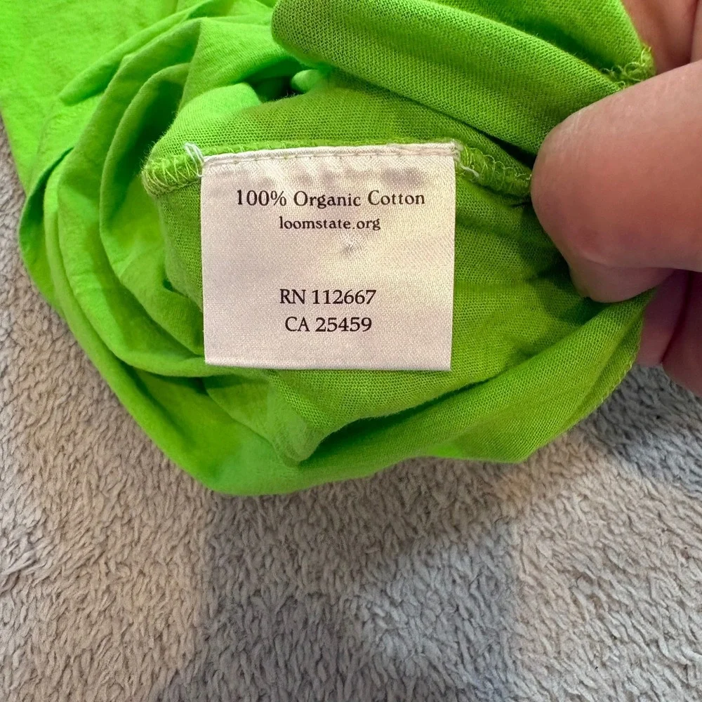 Loomstate Blank Womens XS Lime Green Organic Cotton V-Neck Short Sleeve T-Shirt‎